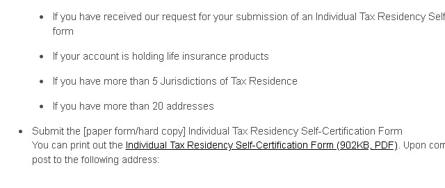 Individual Tax Residency Self-Certification Form